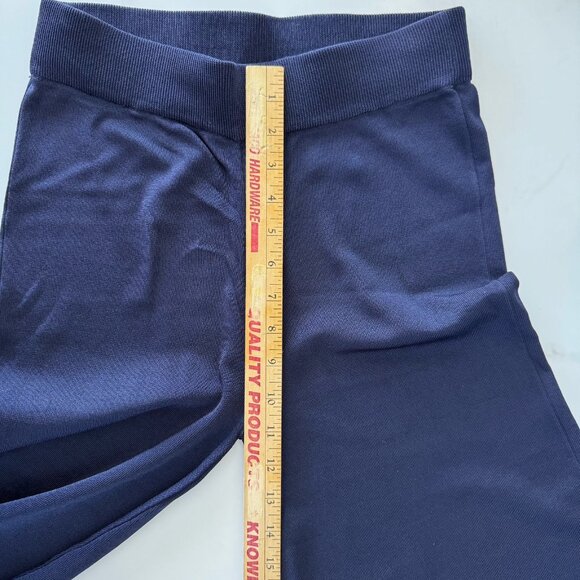 Zara Knit Wide Leg Crop Pant High Waist Blue Lace Trim Stretch Ankle Culottes S - Picture 6 of 11